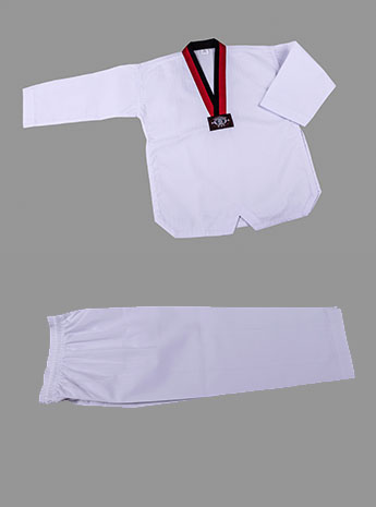 空白板3#提花红黑V领